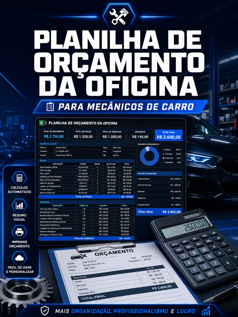 Planilha de Orçamento da Oficina